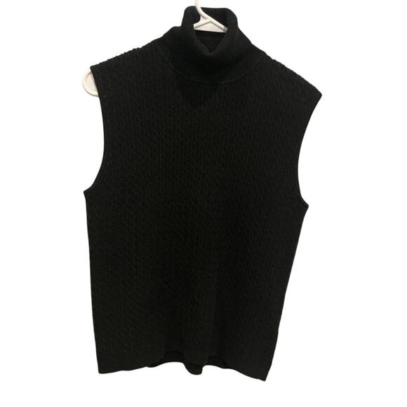 Ralph Lauren Womens Sleeveless Cable Knit Turtleneck Sweater Size XL Old Money - Picture 1 of 8